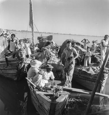 Marcel Gautherot documentando carrancas nas proas dos barcos do rio São Francisco