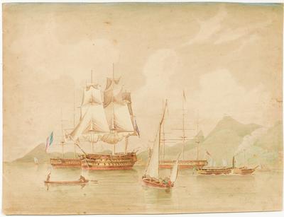 [Três fragatas no poço próximo a Villegaignon]