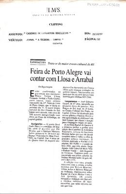 Feira de Porto Alegre vai contar com Llosa e Arrabal