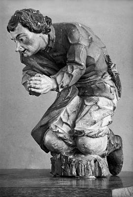 Pastor ajoelhado, figura do presépio em roca