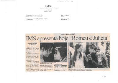 IMS apresenta hoje "Romeu e Julieta"