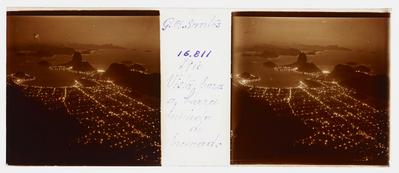 Vista noturna da Enseada de Botafogo e do Morro do Pão de Açúcar