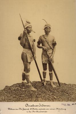 Indígenas Umauá na antiga Província do Alto Amazonas, região do rio Solimões (fotomontagem)