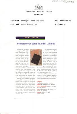 Tempo livre - Conhecendo as obras de Arthur Luiz Piza.