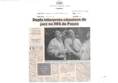 Dupla interpreta clássicos do jazz no IMS de Poços