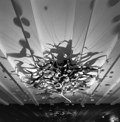 "Revoada dos pássaros", lustre de Pedro Correia de Araújo, na Sala D. Pedro I