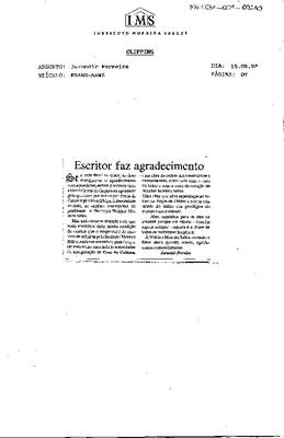 Escitor faz agradecimento