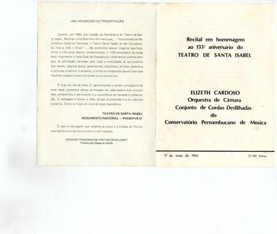 Recital em Homenagem ao 133º aniversário do Teatro de Santa Isabel