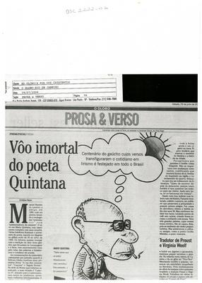 Voo imortal do poeta Quintana