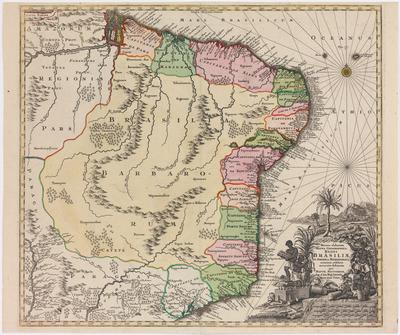 Recens elaborata Mappa Geographica Regni Brasiliæ in America Meiridionali maxime celebris accuratæ delineata per Matth. Seutterum, Sac. Cæs. Maj. Geogr. Augustæ Vind