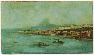 [Vista do mar sobre a Ilha das Cobras, Morro do Castelo e Pão-de-Açúcar]