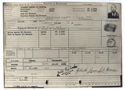 Gilberto Gil (registro de empregado - reprodução)