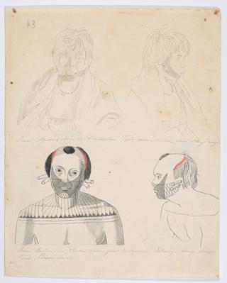 Jovem Apiacá [Apiaká], desenhado em Diamantino. Jovem Mundurucú [Wuyjuyu]. Cabelos curtos; sobrancelhas pontilhadas