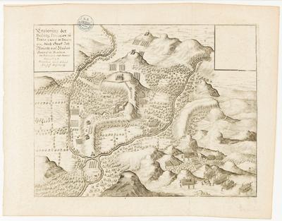 (Tomada da povoação de Porto Calvo, no Brasil, em fevereiro e março de 1637. Desenhada pelo Coronel Christovão Arciszewsky)