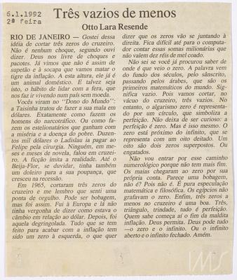 Três vazios de menos