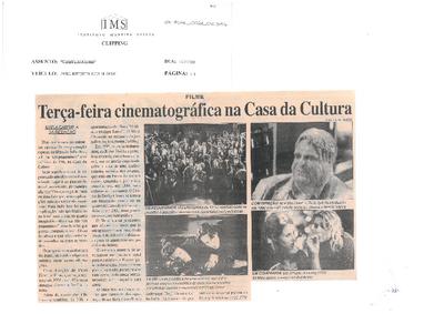 Terça-feira cinematográfica na Casa da Cultura