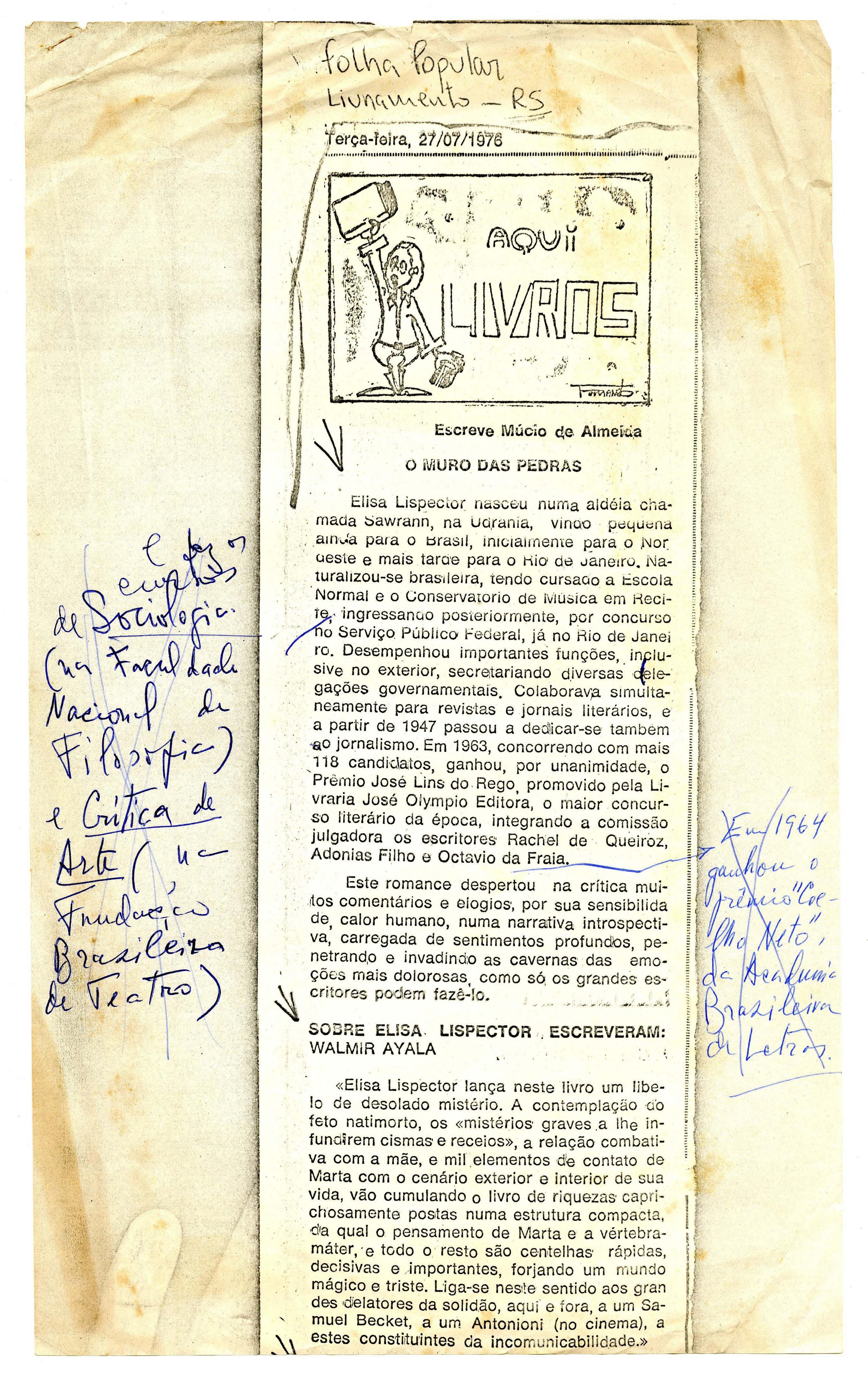 Elisa Lispector nasceu numa aldeia...