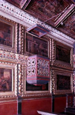 Capela de Nossa Senhora do Ó - lateral da nave e púlpito