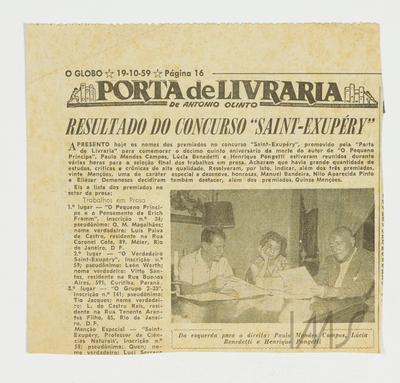 Resultado do concurso Saint-Exupéry
