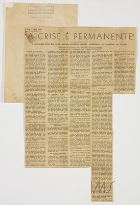 A crise é permanente