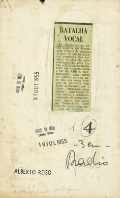 Cyro Monteiro (verso da foto anterior com recorte de jornal)