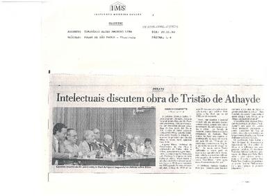 Debate: Intelectuais discutem obra de Tristão de Athayde
