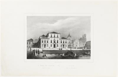 O Paço da Cidade tomado da rampa - (1818) - Palais depuis le débarcadère