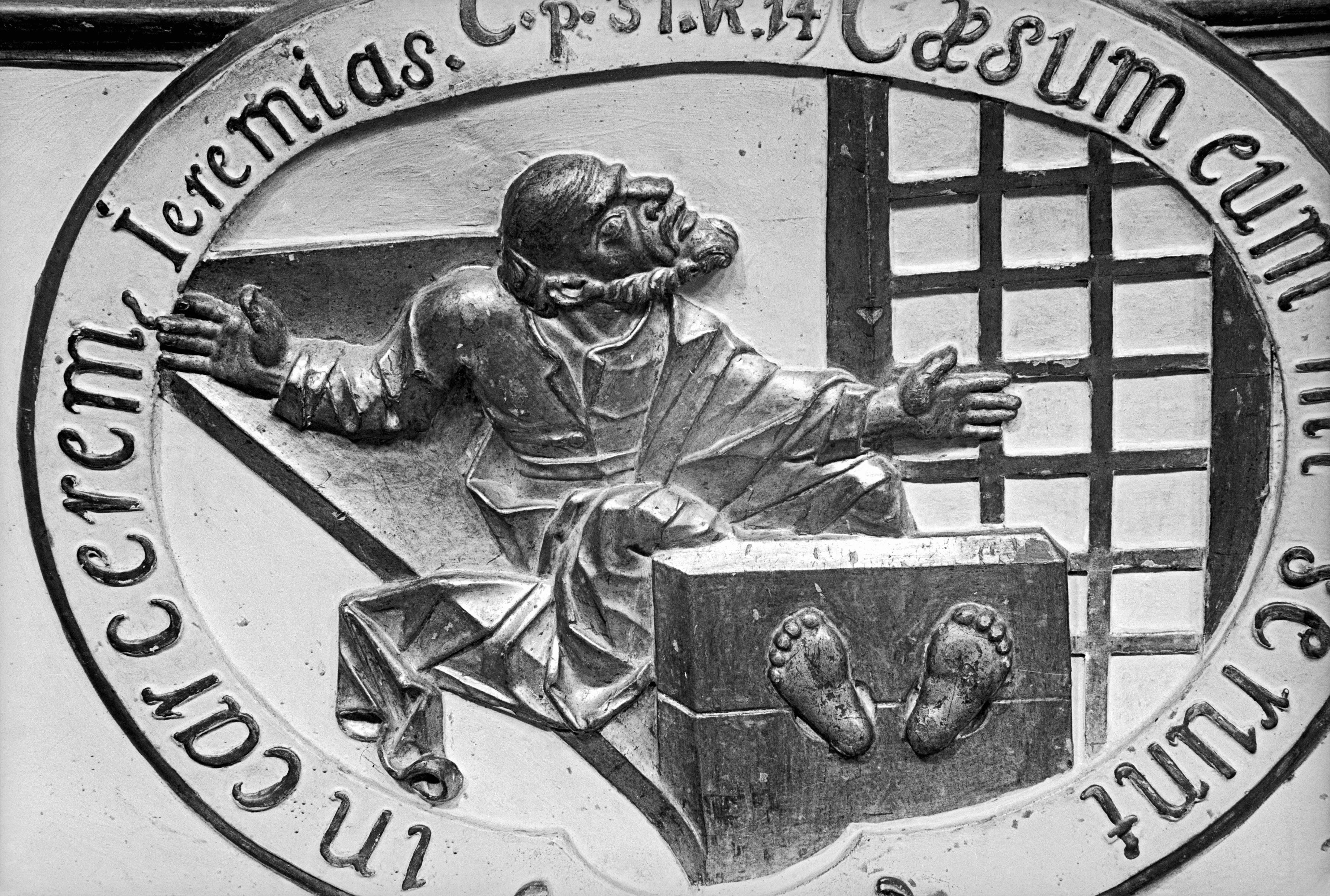 Martírio de Jeremias na prisão, detalhe frontal de altar