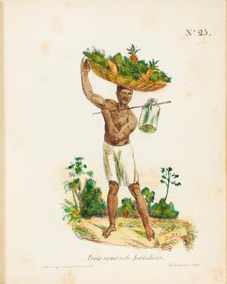 (Preto vendendo hortaliças)