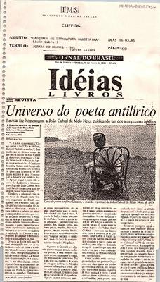 Universo do poeta antilírico: Revista faz homenagem a João Cabral de Melo ;Neto, publicando um de seus poemas inéditos
