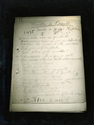 Manuscrito de "Feitio de oração" (reprodução)