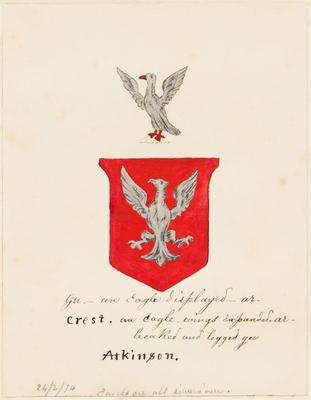 Gn.- an Eagle displayed - ar. Crest. an Eagle, wings expanded, ar-beaked and legged qu[?] Atkinson