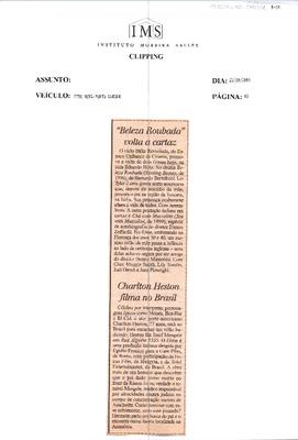 "Beleza Roubada" volta a cartaz