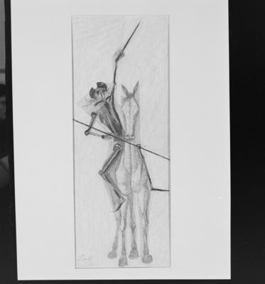 Série Dom Quixote de Cândido Portinari - Dom Quixote a cavalo com lança e espada