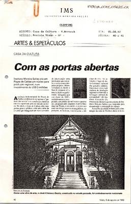 Artes & Espetáculos: CASA DA CULTURA - Com as portas abertas