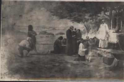 “Fundação da cidade de São Paulo” (reprodução de pintura)