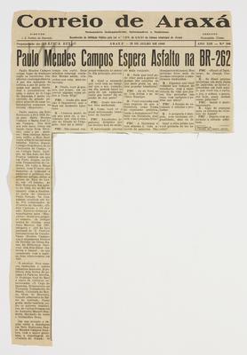 Paulo Mendes Campos espera asfalto na BR-262