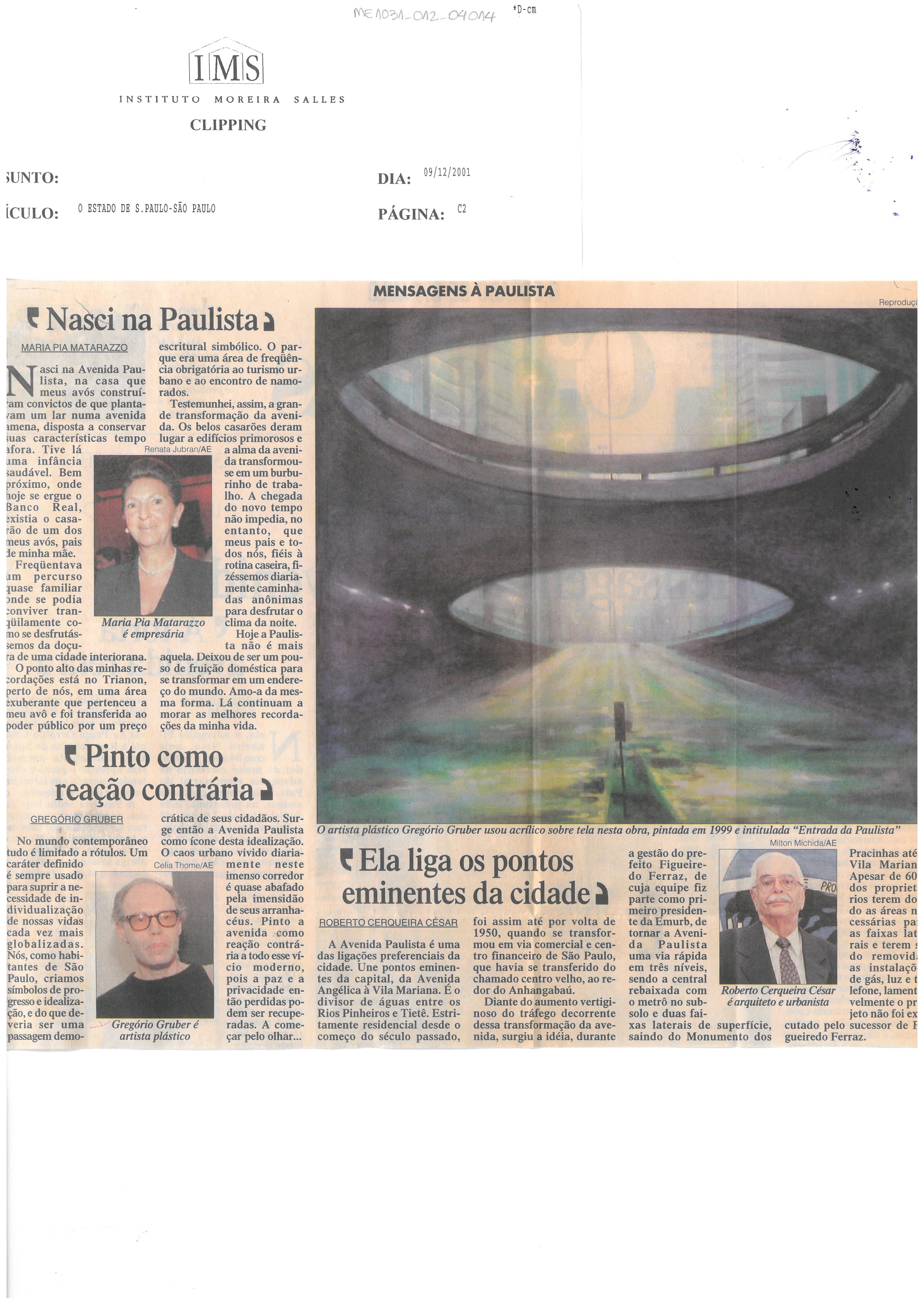 Mensagens à Paulista 'Nasci na Paulista'