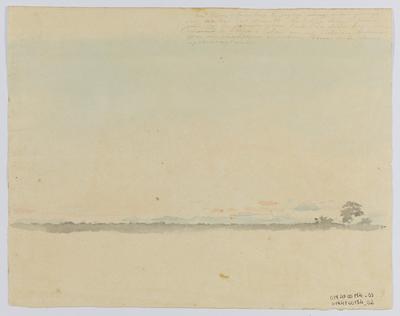 [Une aurore: faites tout le paysage encore plongé dans un tier de l'obscurité: les objets eloignés sont noirs]