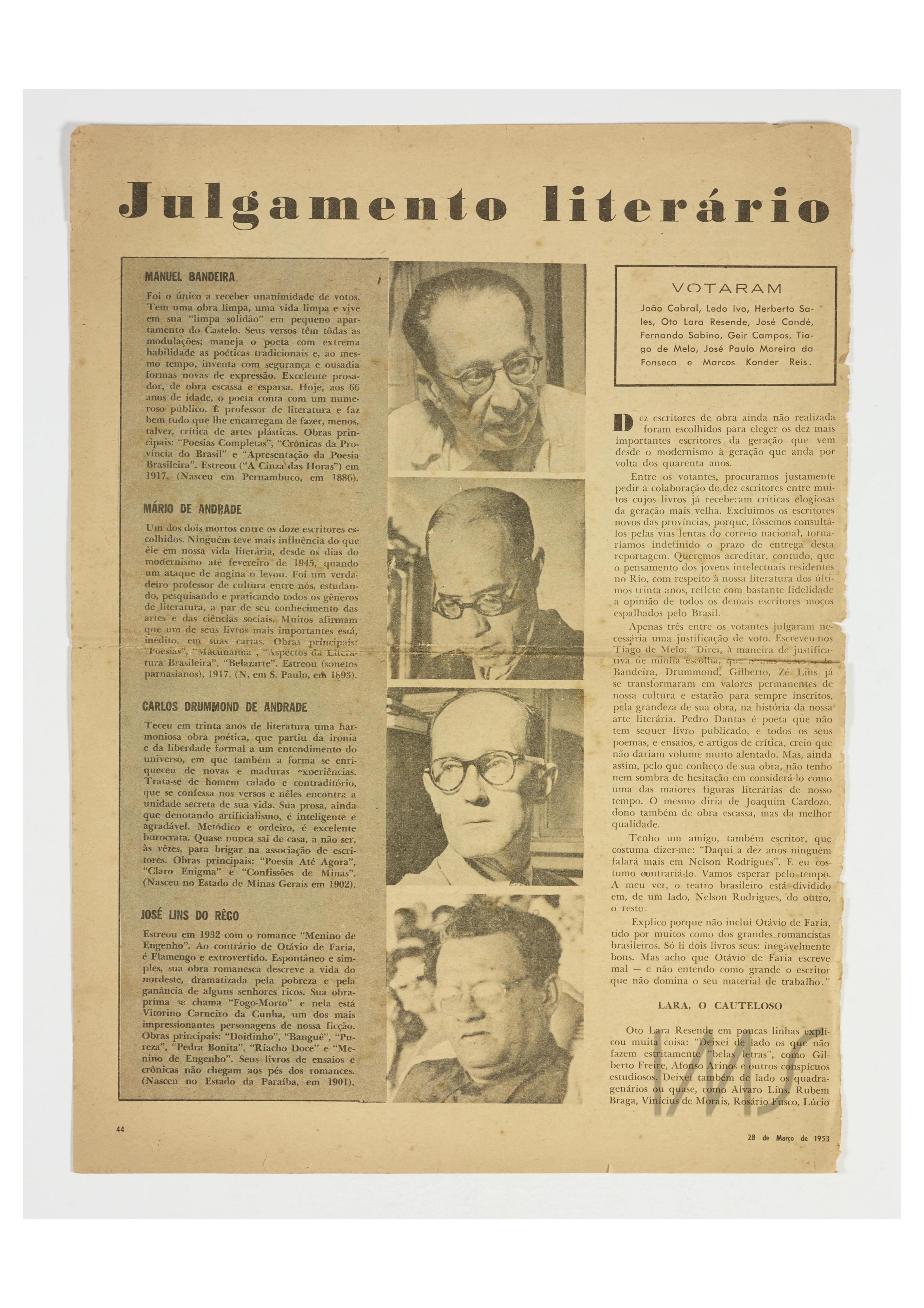 Julgamento literário: os escritores da nova geração escolhem os melhores entre os mais velhos