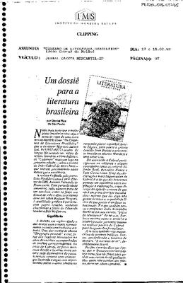 Um dossiê para a literatura brasileira