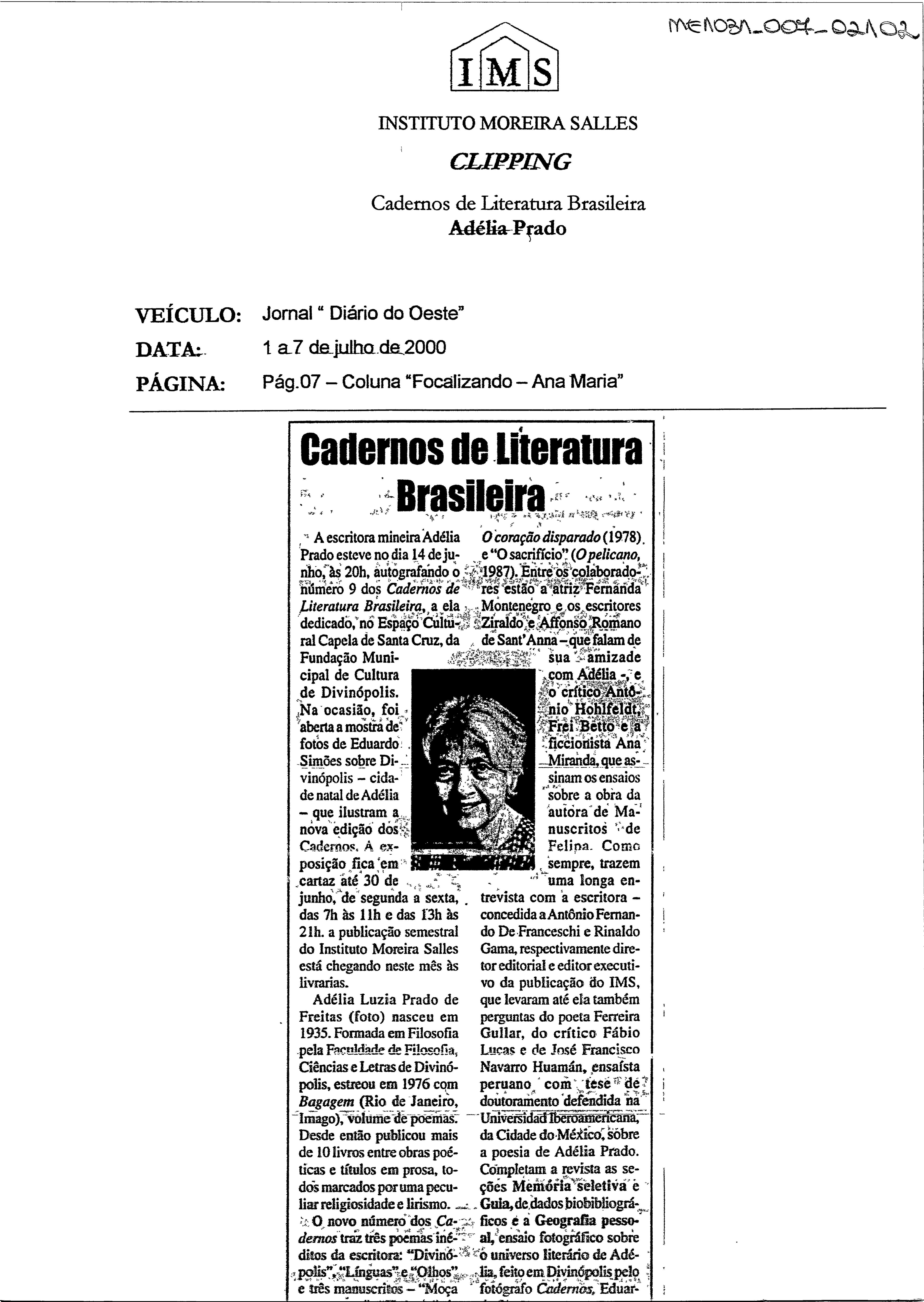 Cadernos de Literatura Brasileira