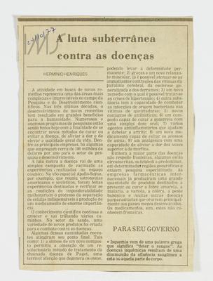 A luta subterrânea contra as doenças