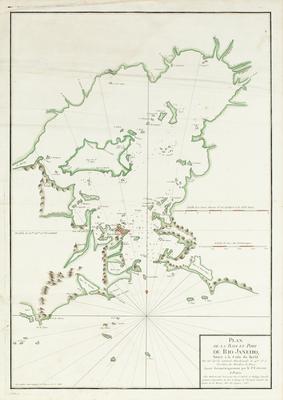 Plan de la Baye et Port de Rio Janeiro, Située à la Coste du Brésil Par 22d. 54m. de Latitude Méridionale et 45d. 5m. à l'Occident du Méridien de Paris