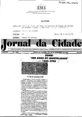 Zumbi "300 anos de Imortalidade" 1685-1995