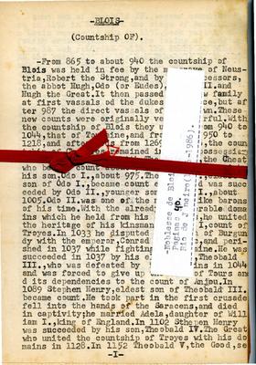 Apontamentos sobre o Condado de Blois, na França