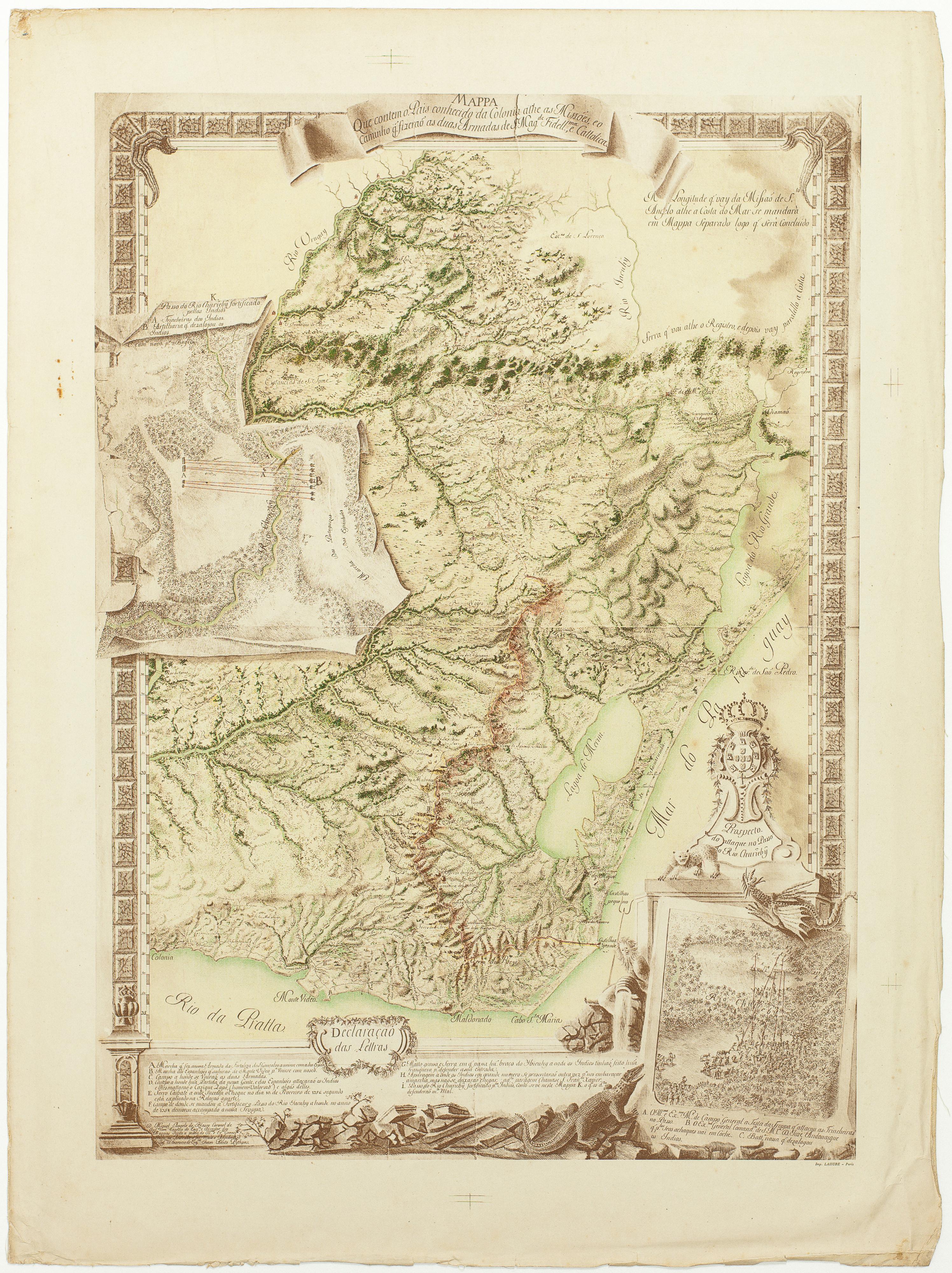 Fac-símile do "Mappa Que contem o Pais conhecido da Colonia athe as Missões, e o Caminho q. fizeraõ as duas Armadas de S. Mag.de Fidell.ma e Cattolica."