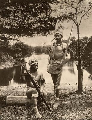 Indígenas Umauá na antiga Província do Alto Amazonas, região do rio Solimões (fotomontagem)