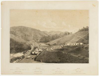 Brasil. Estrada de Ferro de D. Pedro II. Estação do Rodeio Vista do Cume da Montanha a Direita. Brasilien. D. Pedro II. Eisenbahn. Gebirgsstation Rodeio vom Berge Rechts Ausgesehen. Bresil. Chemin de Fer de D. Pedro II. Station du Rodeio Vue du Sommet de la Montagne à Droite. Brasil. D. Pedro II. Railroad. Rodeio Station as Seen from the Top of the Mountain to the Right