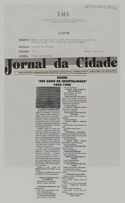Zumbi "300 anos de Imortalidade" 1685-1995